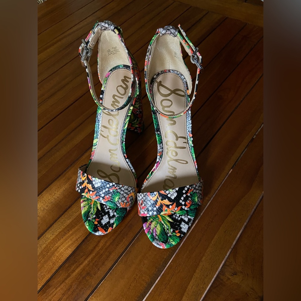 Sam Edelman Yaro-Strap Heel Floral Sandals - Picture 2 of 10